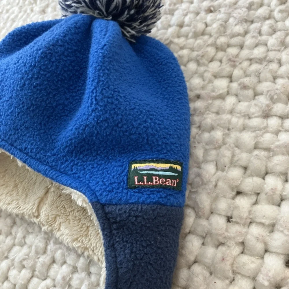LL Bean Toddler 12-24 Months Fleece Hat Ear Flap‎ Blue